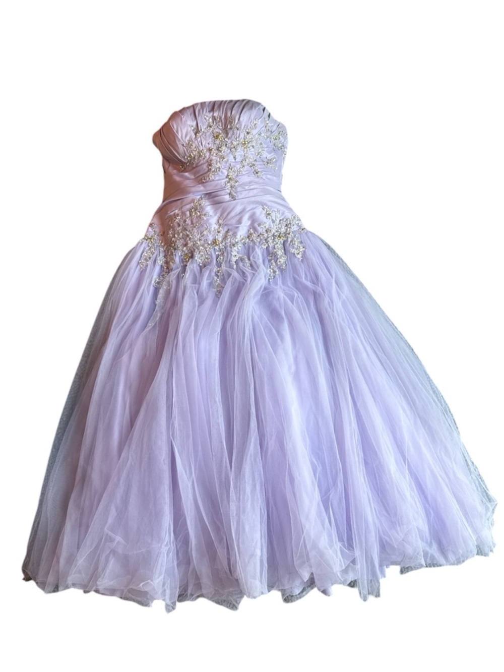 Strapless Lavender Tulle Prom Dress